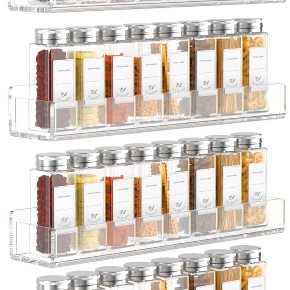 Acrylic‎ Spice Rack Organizer Wall Mount Spice Jar Shelf Clear Display - Picture 1 of 8
